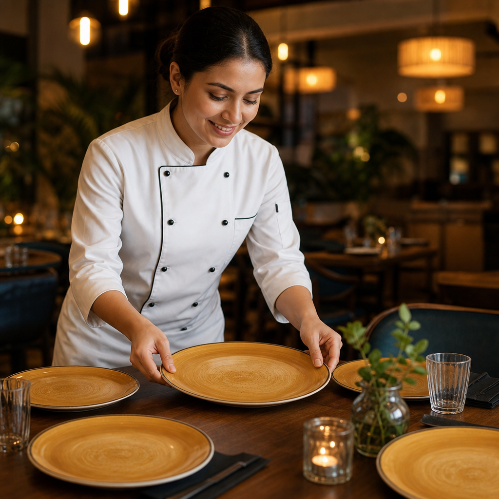 Coupe Plates 260mm Orange Vitrified Ceramic for Dining (Pack of 12)
