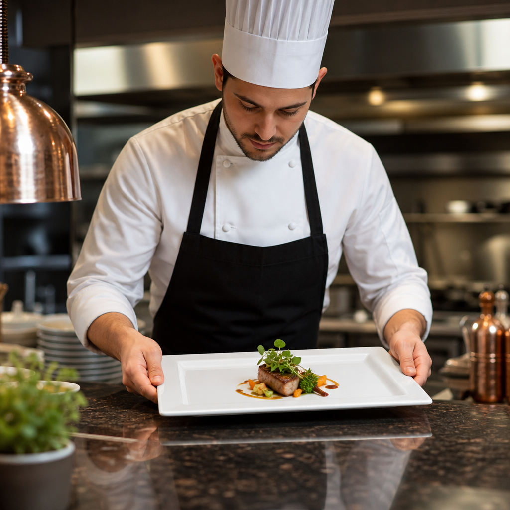 Wide Rim Rectangular Platter 400x295mm Porcelain for Restaurants
