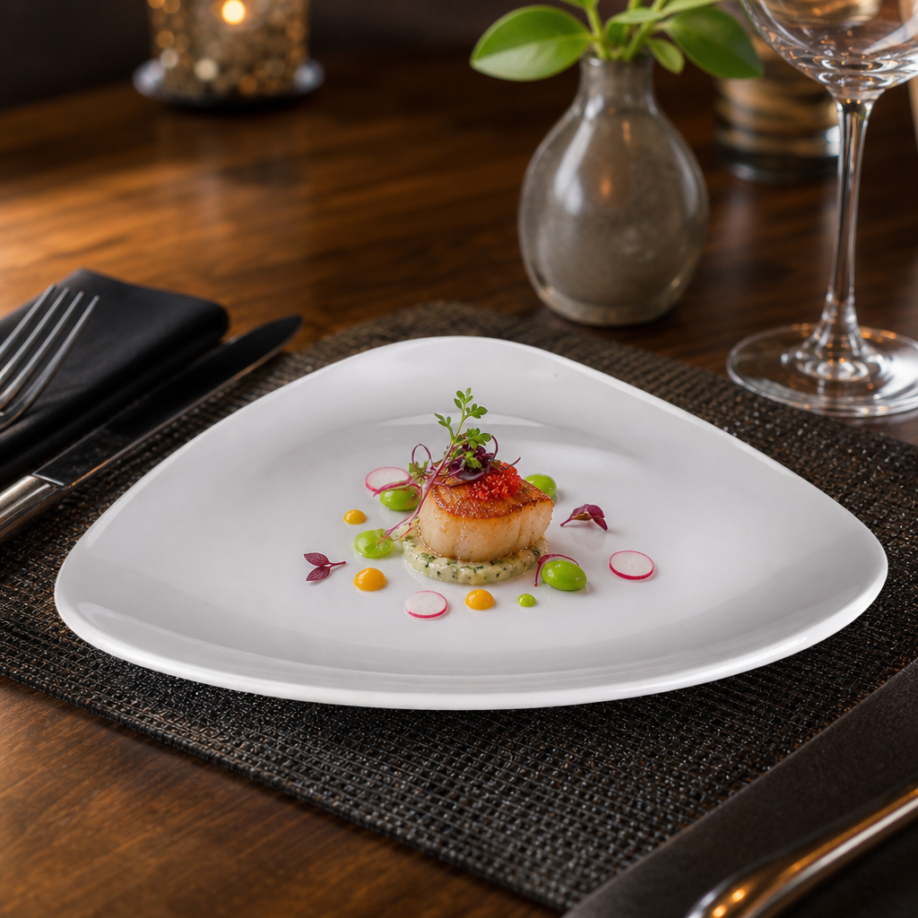 Triangle Plates 229mm Porcelain for Contemporary Food Presentation (Pack of 12)