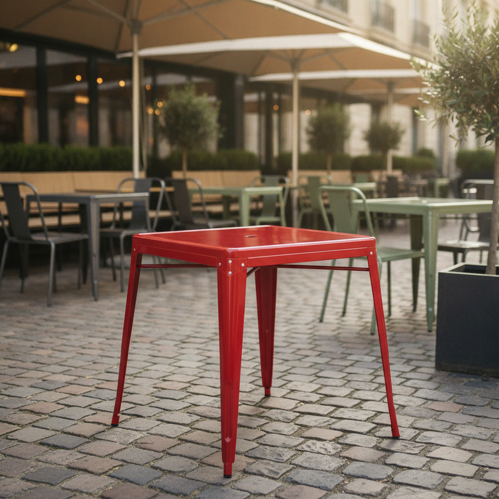 Galvanised Steel Bistro Square Table 668mm for Cafés & Bistros