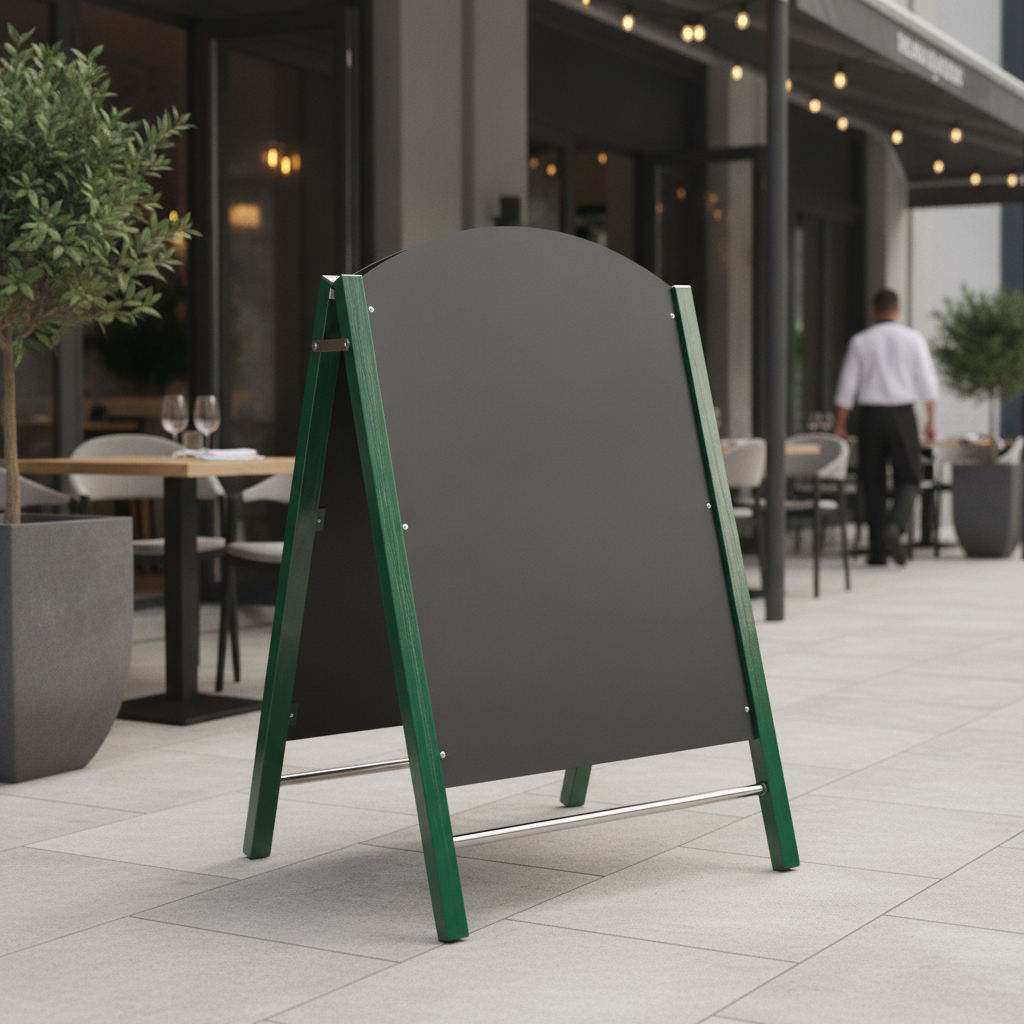 Stainless Steel & Wood Curved Top A-Board 1100x680mm for Outdoor Displays