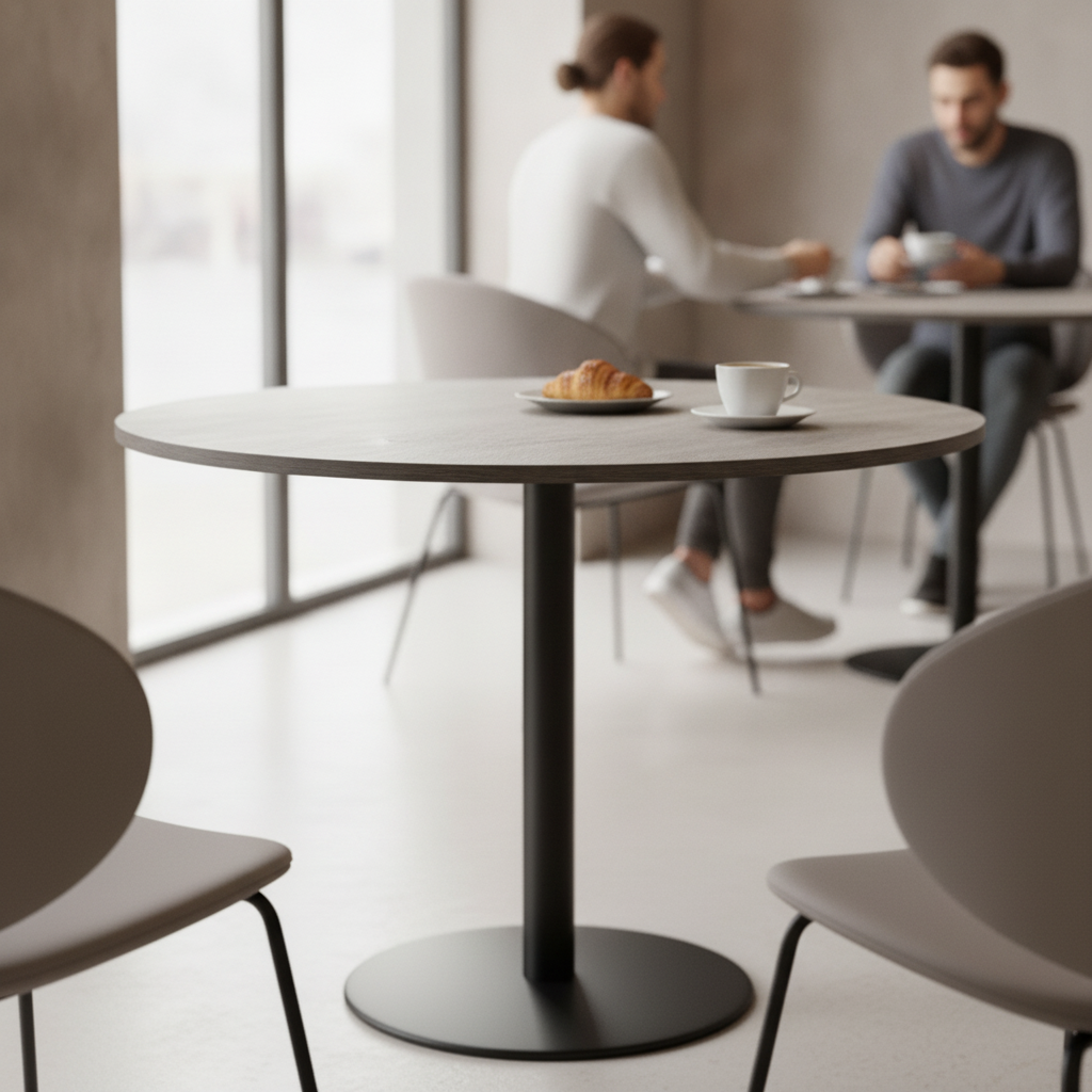 Laminate Grey Round Table Top 600mm for Hospitality Spaces