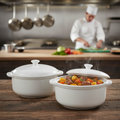 Alumina Vitrified Ceramic Casserole Lid 5.25 Pint for Catering (Pack of 2)