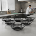 Polypropylene Round Food Basket 200mm for Casual Dining (Pack of 6)