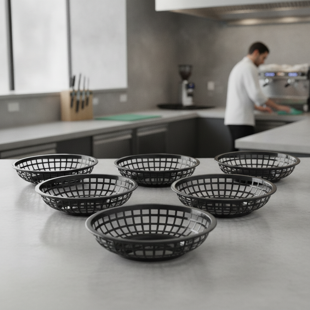 Polypropylene Round Food Basket 200mm for Casual Dining (Pack of 6)
