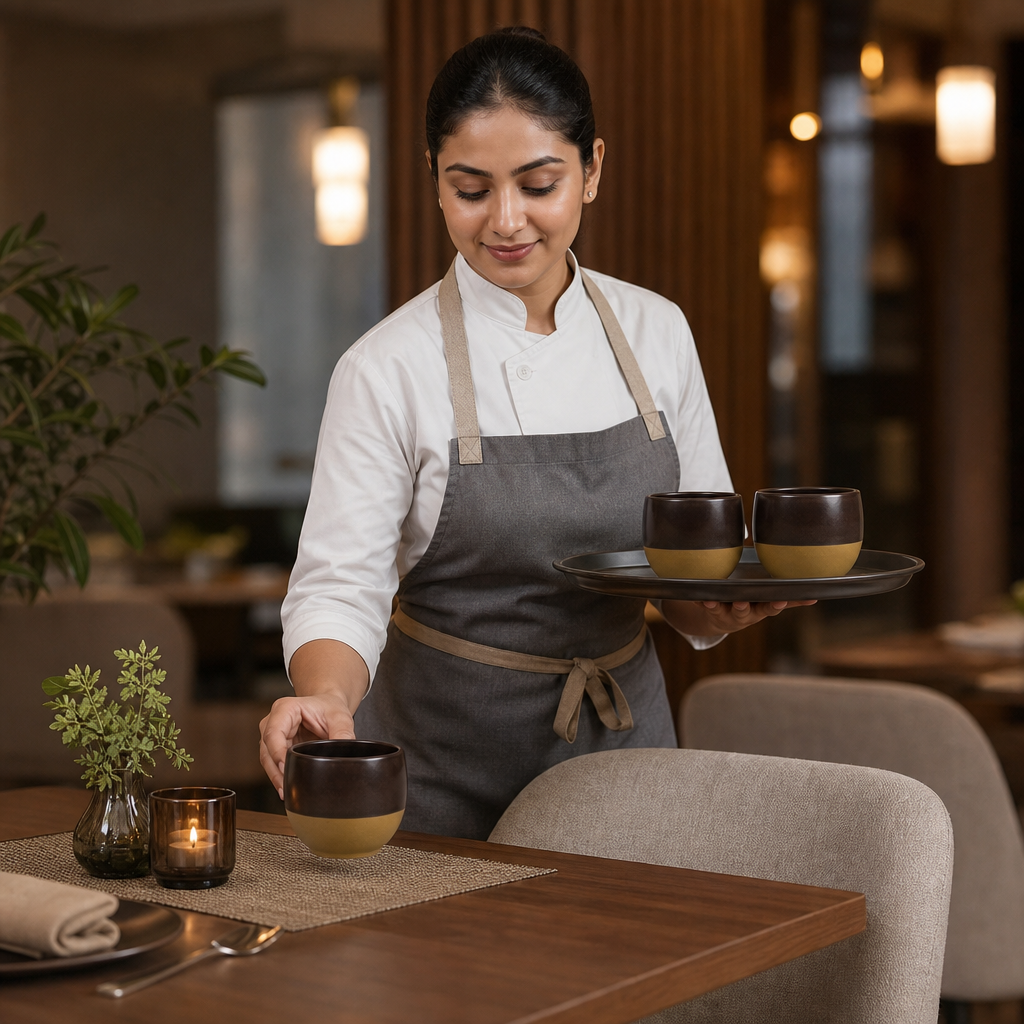 Brown Chip Mugs 312ml Brown Vitrified Ceramic for Dining (Pack of 12)