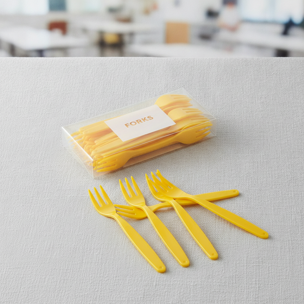 Polypropylene Yellow Forks for Schools & Institutions (Pack of 12)