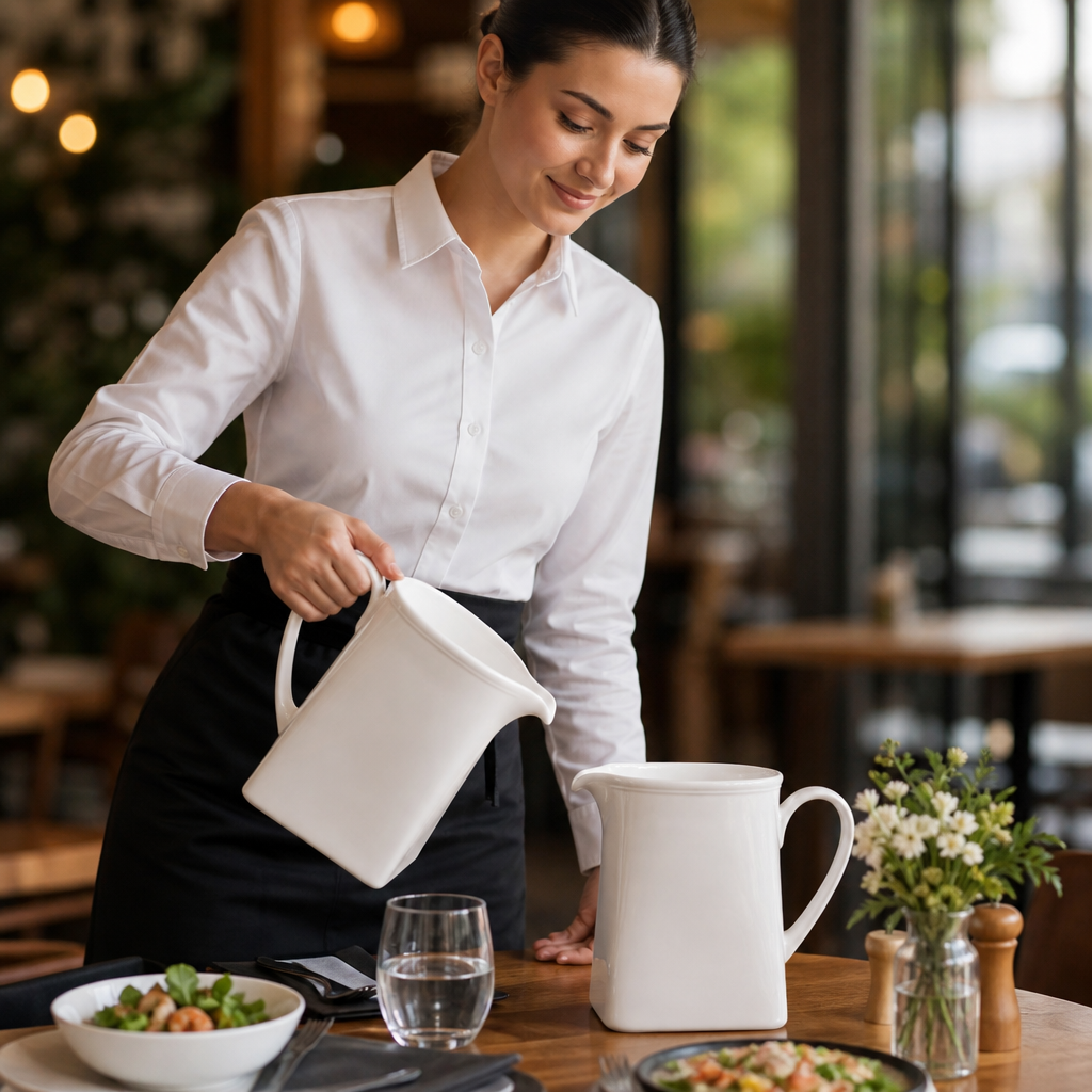 Square Porcelain Jugs 1.5L for Food Displays (Pack of 2)