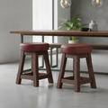 Rubber Wood Low Stools with Deep Padded Seat 475x335mm for Dining Spaces (Pack of 2)