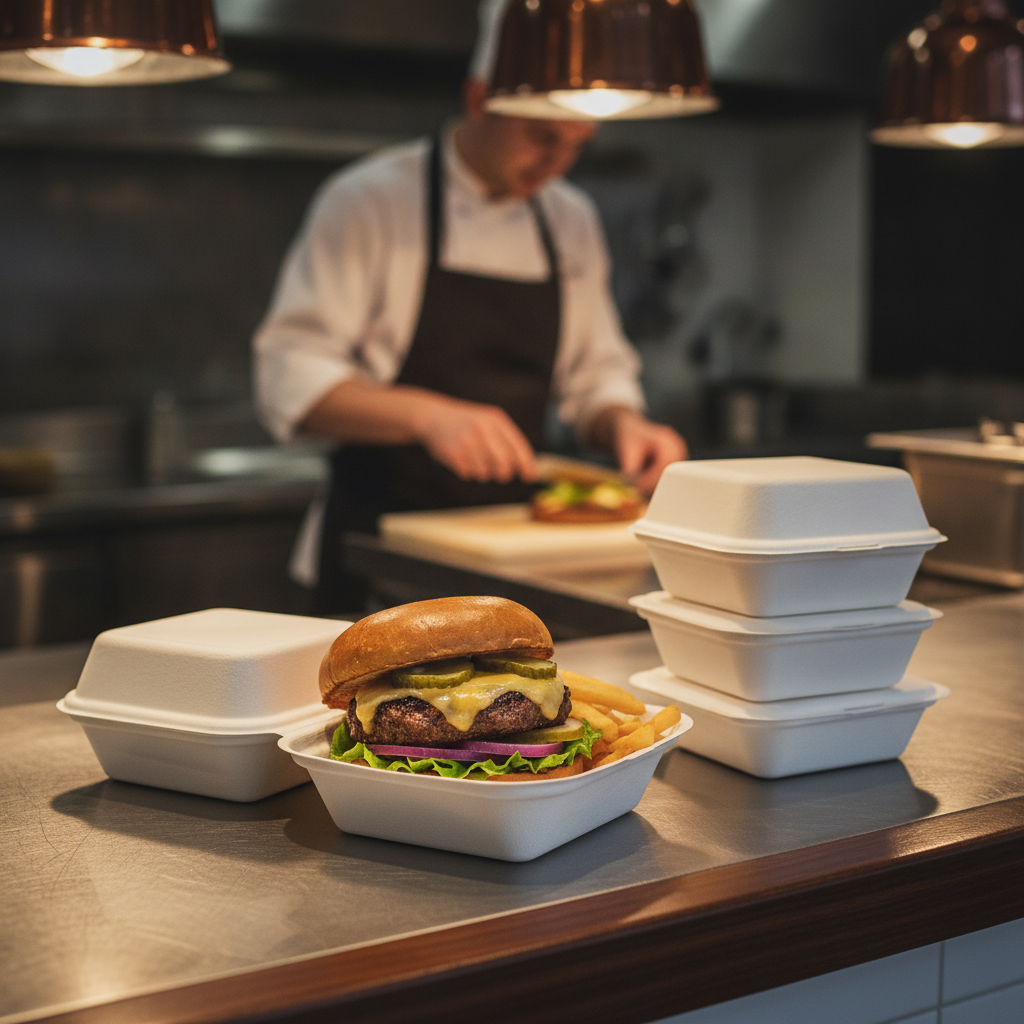 Bagasse Compostable Burger Boxes 157mm for Food Markets (Pack of 500)