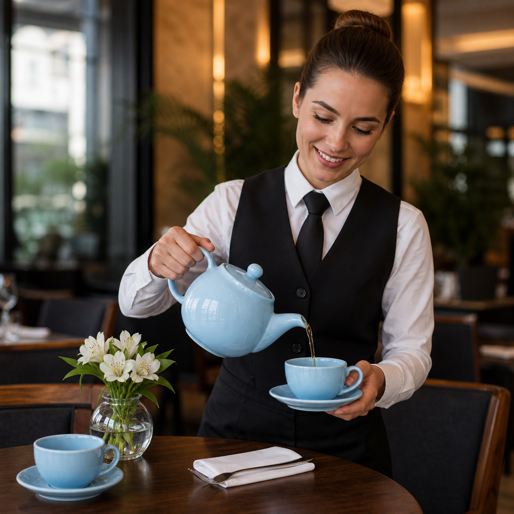 Stoneware Teapots Blue 450ml for Table Service (Pack of 2)