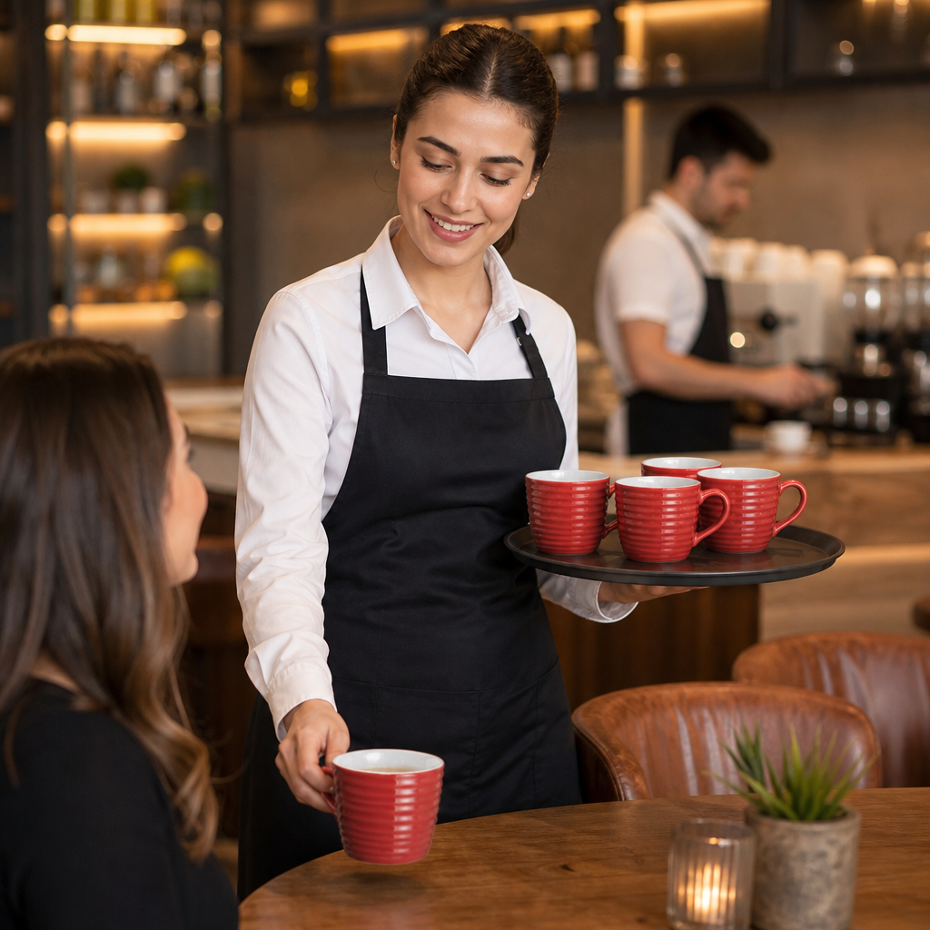 Mugs 230ml Red Stoneware for Cafés & Restaurants (Pack of 6)