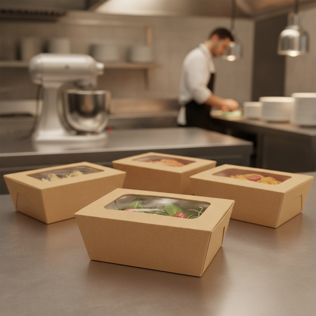 Paperboard Food To Go Box with Window for Takeaway Meals (Pack of 360)