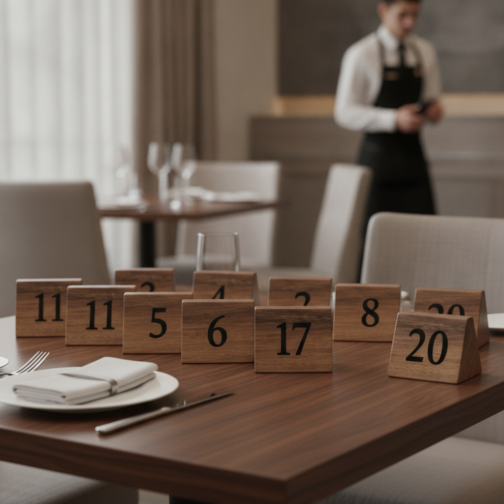 Solid Acacia Wood Table Number Signs 11-20 for Restaurants (Pack of 10)
