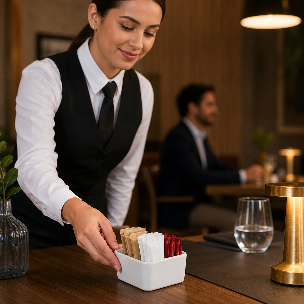 Porcelain Sachet Holders 90x72mm for Catering & Hospitality (Pack of 6)