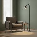 Metal Black Floor Lamp with Adjustable Shade for Home Decor