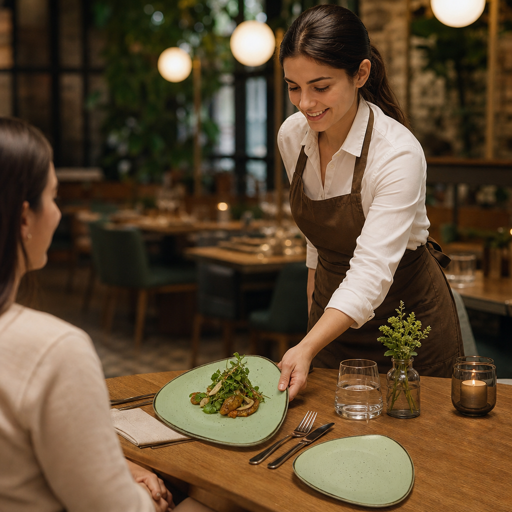 Triangle Plates 229mm Green Vitrified Ceramic for Dining Tables (Pack of 12)