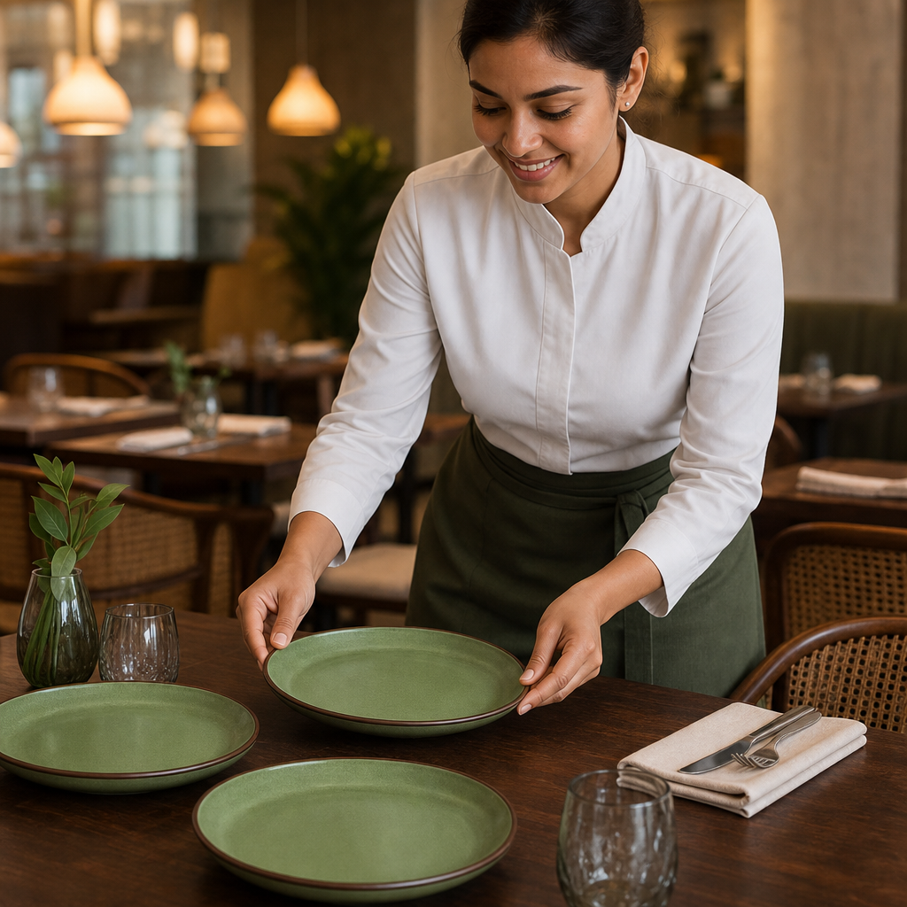 Plates 240mm Vitrified Stoneware for Restaurant Dining (Pack of 12)