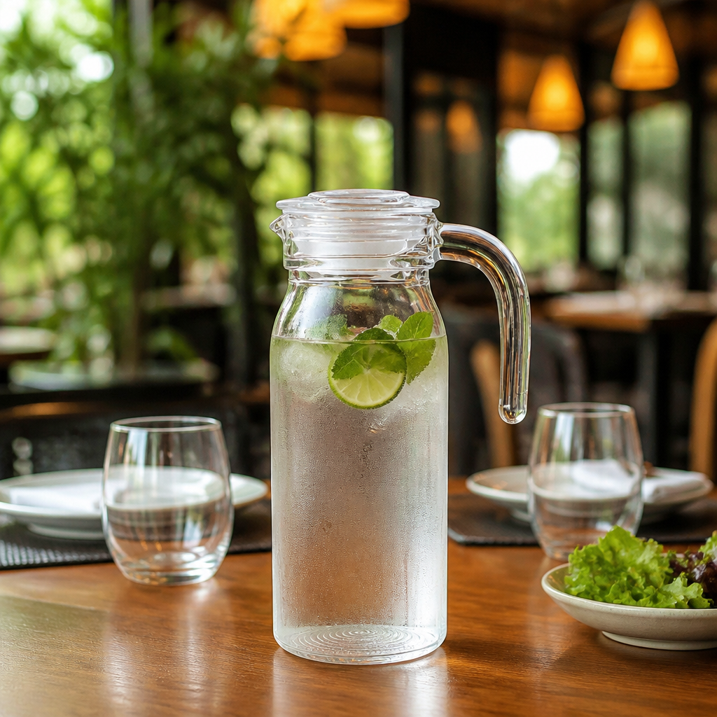 Glass Jugs with Lid 1Ltr for Serving Beverages (Pack of 6)