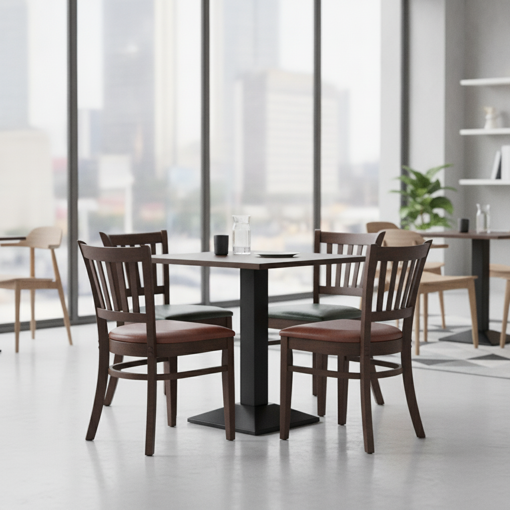 Rubber Wood Dining Table with 4 Chairs 750mm for Home & Office