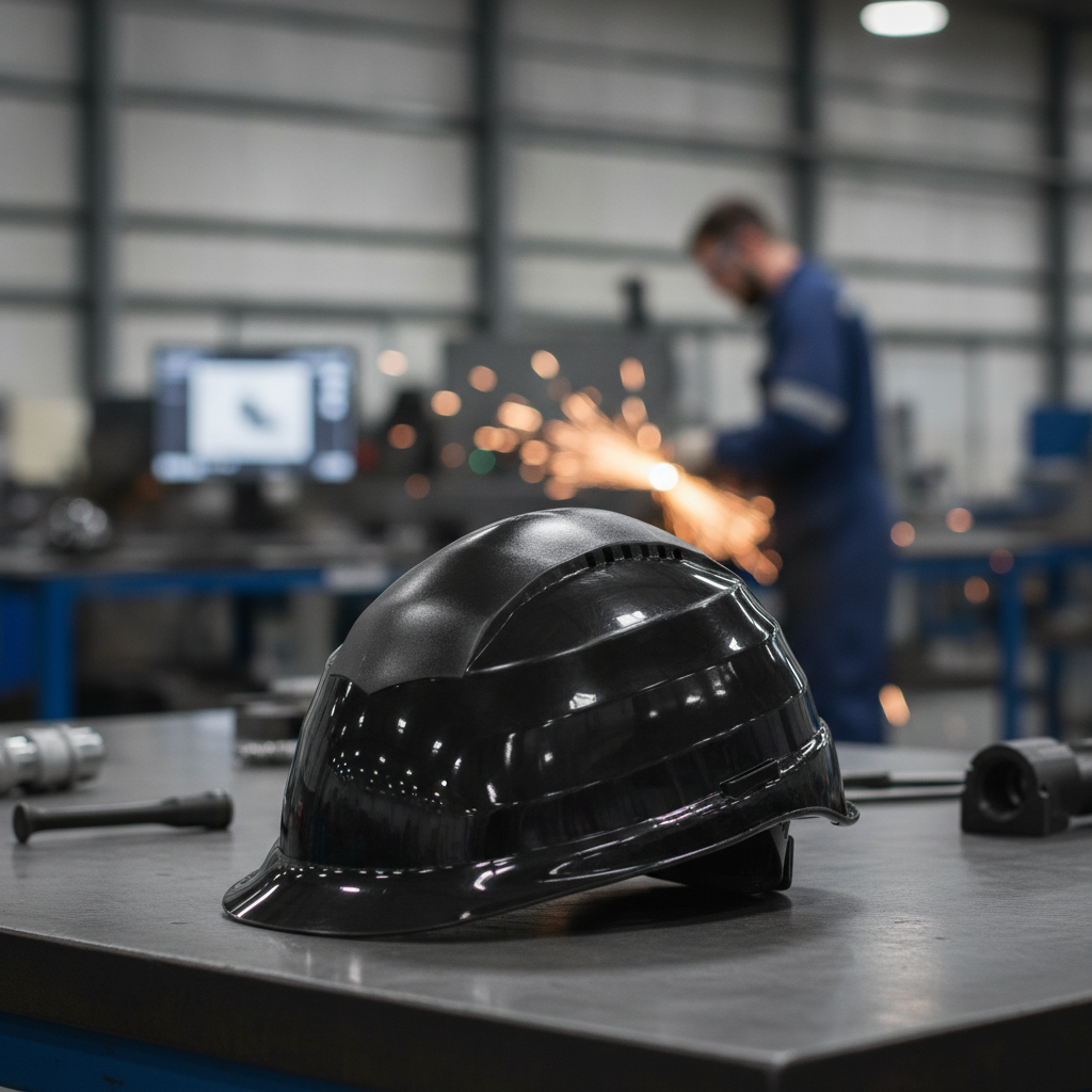 HDPE Vented Safety Helmet Black for Engineering and Metalworking