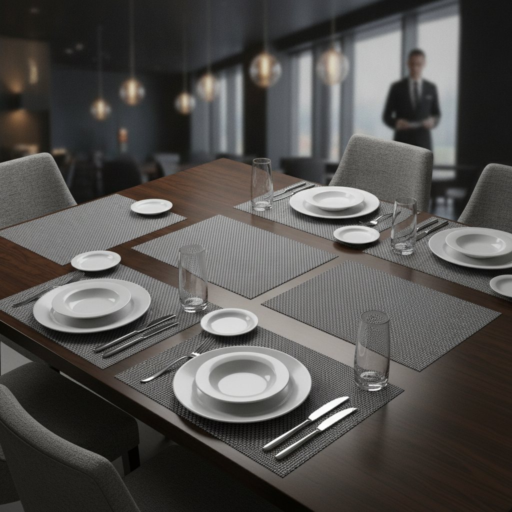 PVC Silver Placemat 450mm for Dining Tables (Pack of 6)