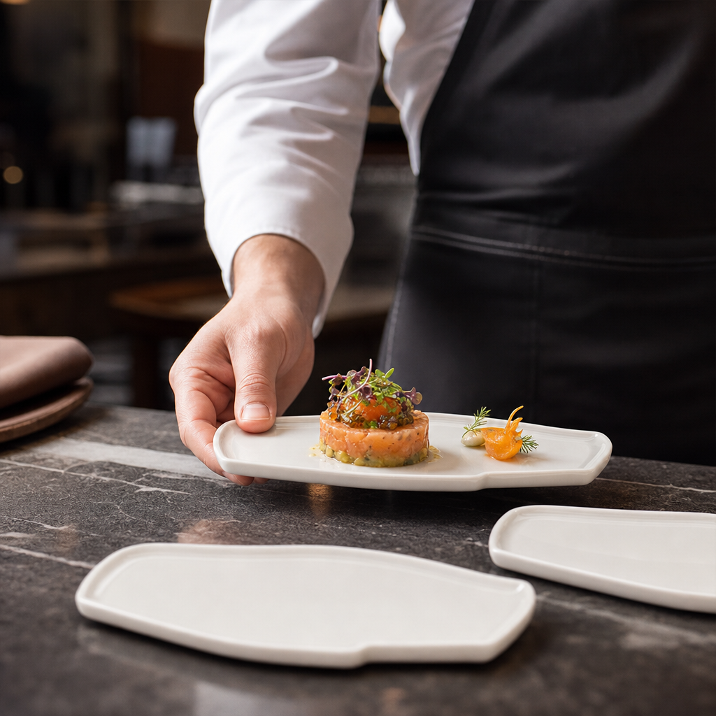 Geometric Trays 130x60mm Fine China for Upscale Dining (Pack of 12)