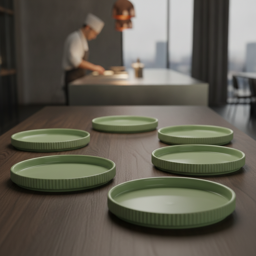 Porcelain Sage Green Plates 160mm for Buffet Displays (Pack of 6)