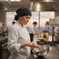 Polycotton Black Chef Headwrap for Professional Kitchens