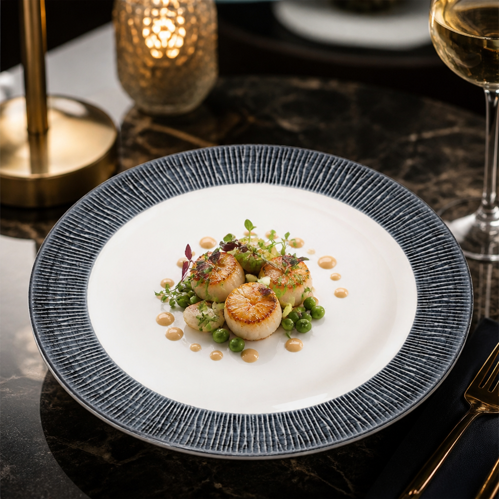 Footed Plates 234mm Vitrified Porcelain for High-End Dining (Pack of 12)