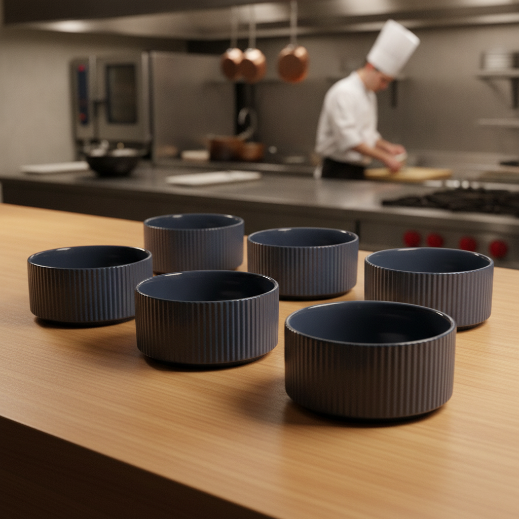 Porcelain Bowls 350ml in Navy Blue for Buffet Displays (Pack of 6)