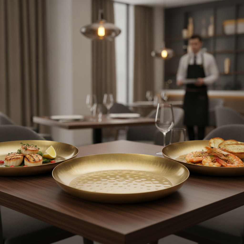 Stainless Steel Seafood Serving Bowl 350mm for Elegant Dining