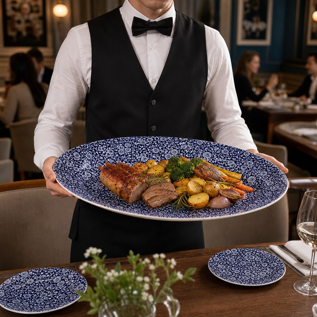 Print Oval Dishes 365mm Porcelain for Dining (Pack of 6)