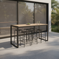 Acacia Wood and Powder-Coated Steel Industrial Bar Table 1800mm for Indoor & Outdoor Use
