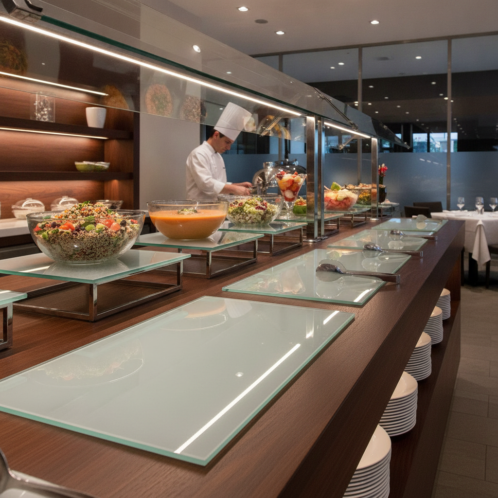 Clear Glass Tile Insert 609x279mm for Buffet Presentations