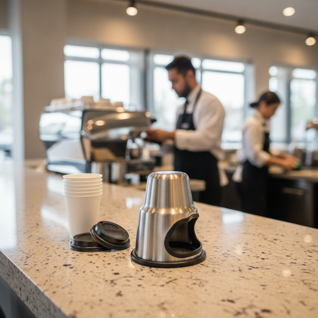 Stainless Steel Coffee Cup Lid Applicator for Cafés