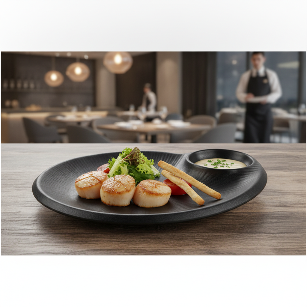 Melamine Black Plate 240x200mm for Stylish Dining
