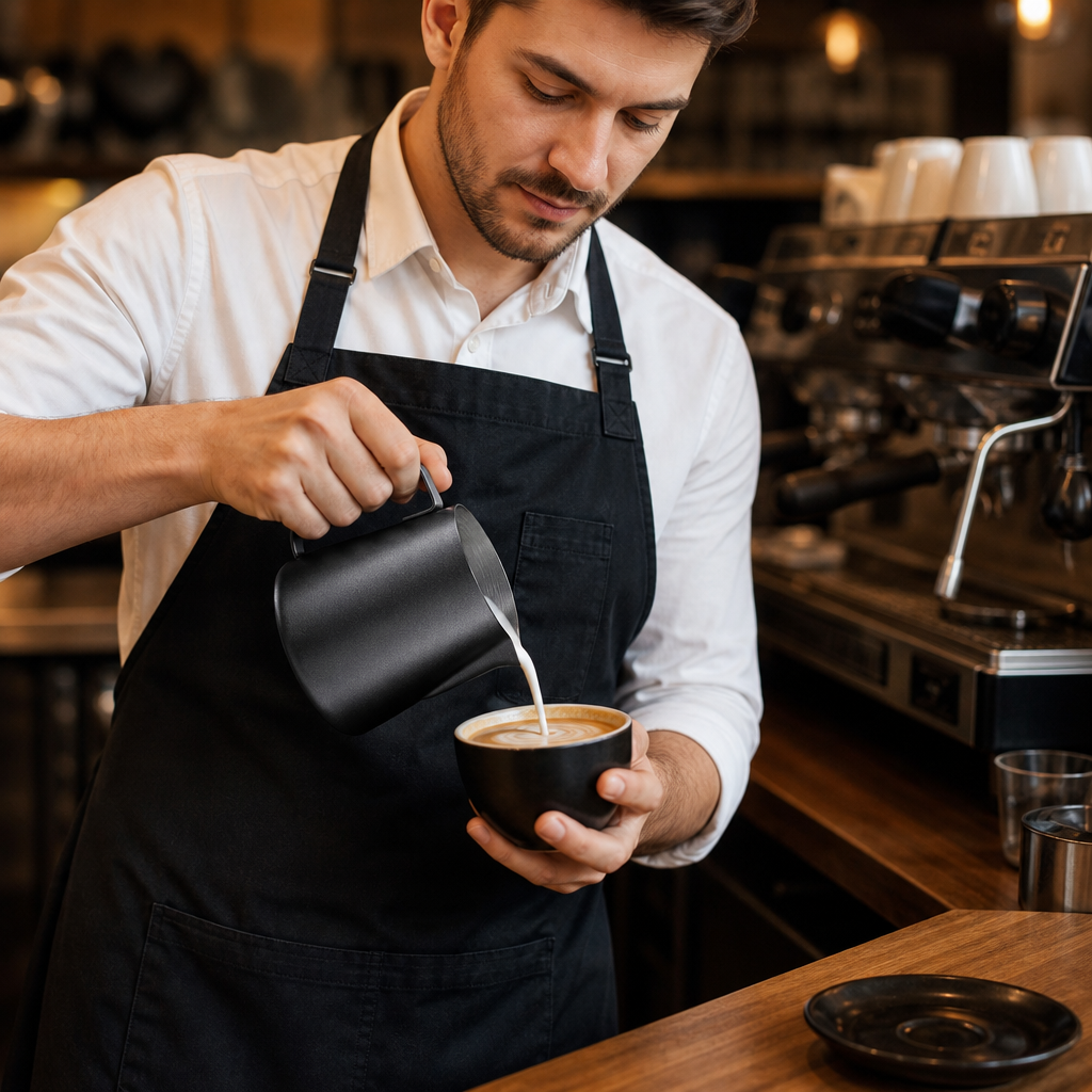 Stainless Steel Black Non-Stick Milk Frothing Jug for Caf?