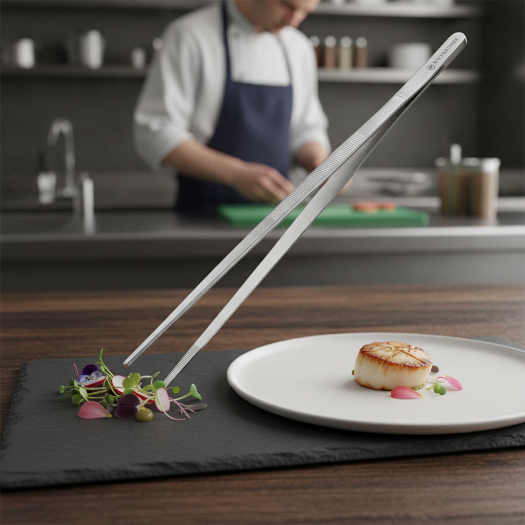 Stainless Steel Straight Tweezers 30cm for Meticulous Food Presentation