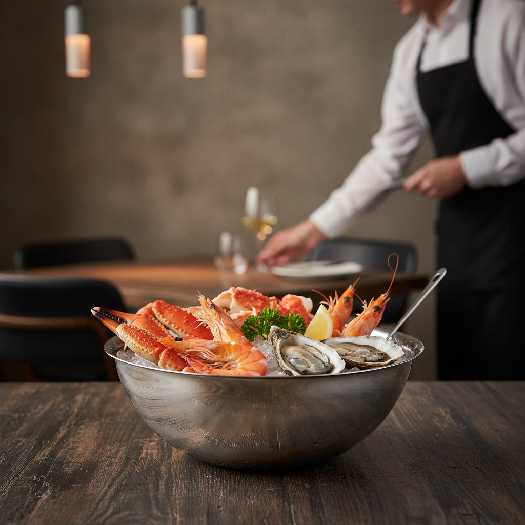 Stainless Steel Seafood Serving Bowl 295mm for Elegant Dining