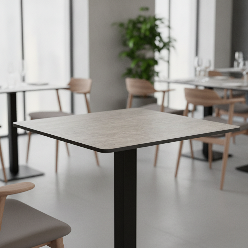 Laminate Grey Square Table Top 600mm for Hospitality Use