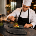 Oval Chefs Plates 347x173mm Black Vitrified Ceramic for Restaurants (Pack of 6)