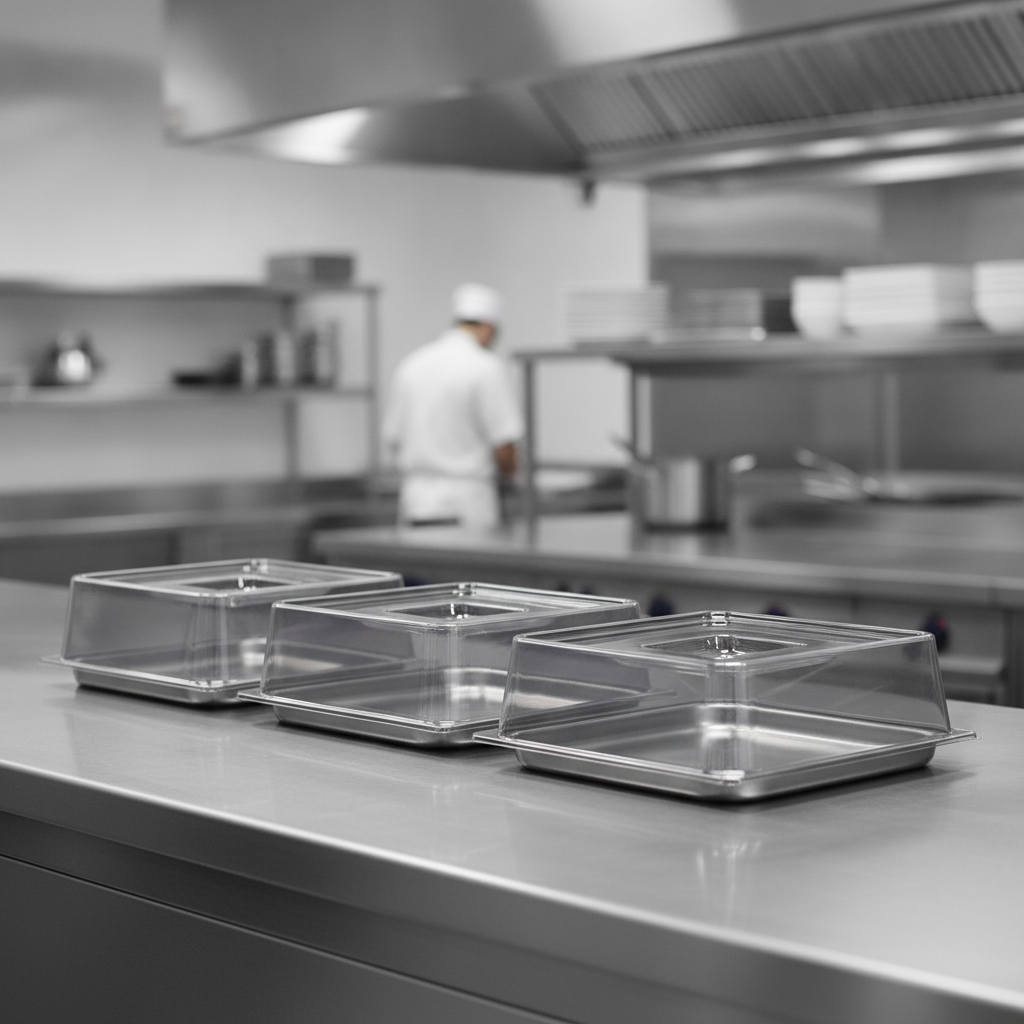 Polycarbonate GN 1/2 Platter Cover for Food Protection (Pack of 3)