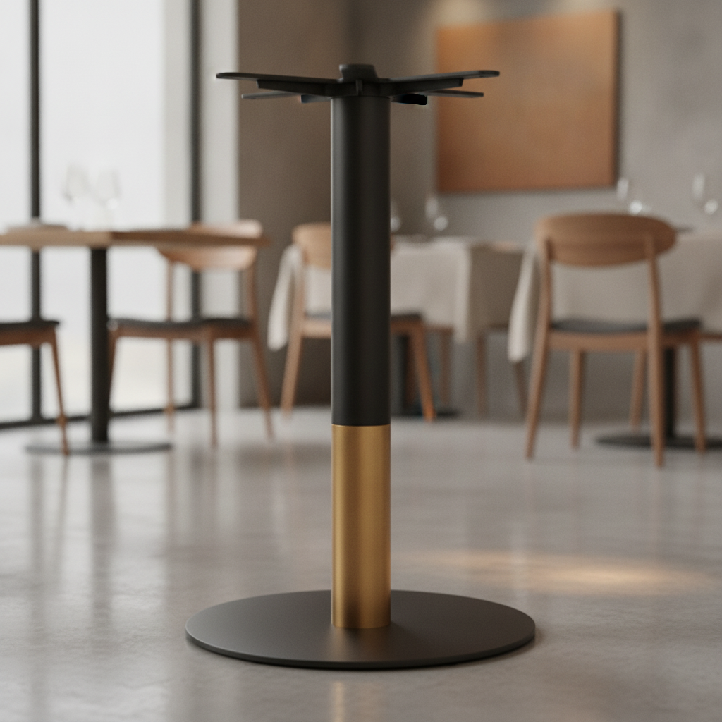Steel Round Dining Table Base with Gold Collar 420mm for Indoor Use
