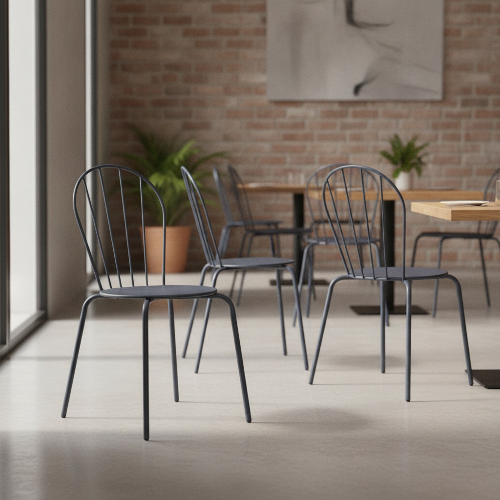 Powder-Coated Steel Slate Blue Side Chairs 855mm for Restaurants & Cafés (Pack of 4)