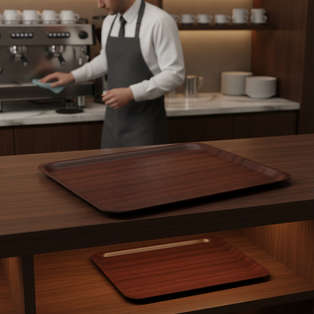 Laminate Rectangular Tray Mahogany for Cafés & Restaurants