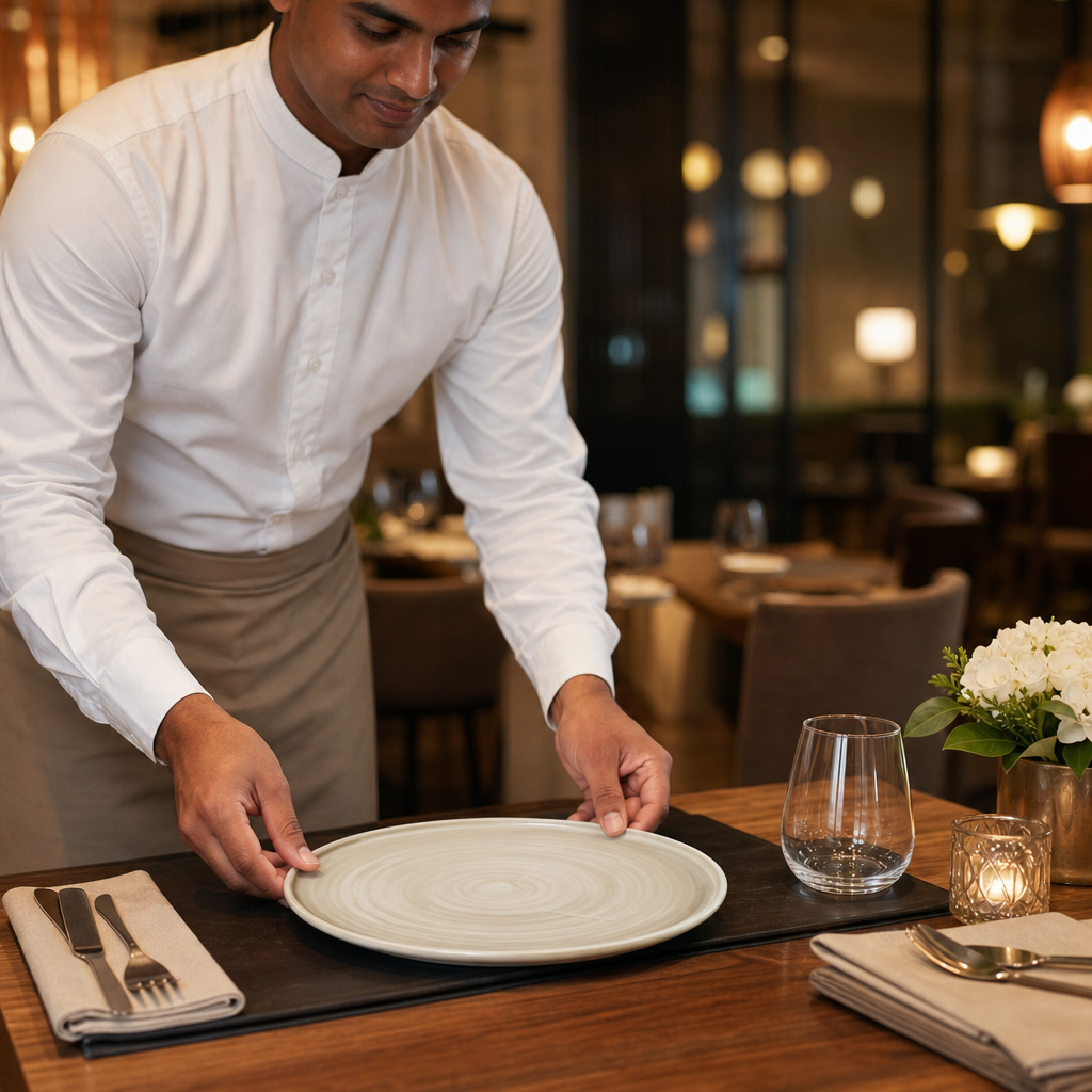 Walled Plates 280mm Vitrified Ceramic for Dining Tables (Pack of 6)