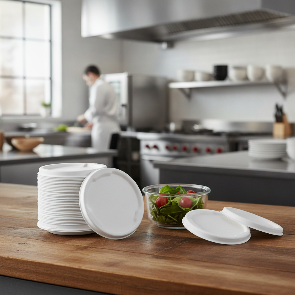 Bagasse Compostable Lids 142x142mm for Food Storage (Pack of 50)