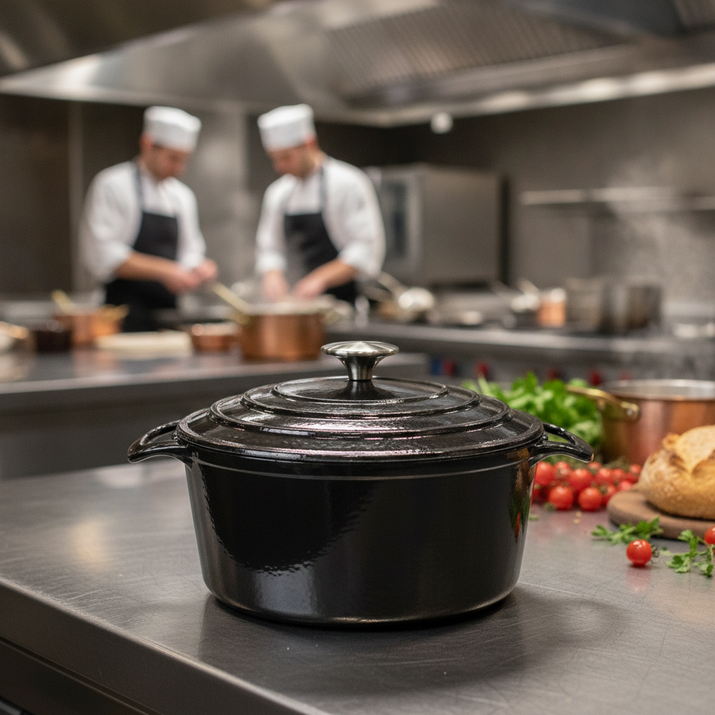 Cast Iron Round Casserole Dish 3.2L for Professional Kitchens