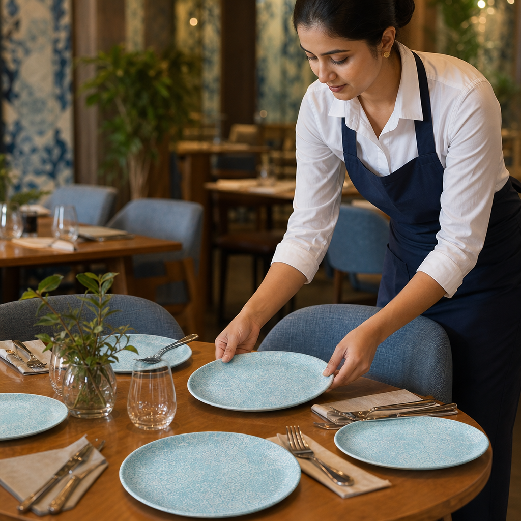 Coupe Plates 260mm Aqua Vitrified Ceramic for Dining (Pack of 12)